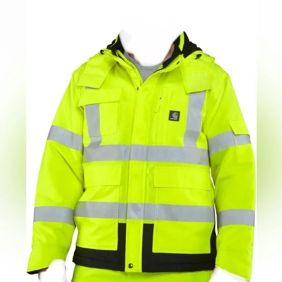 Carhartt Men's High-Vis Waterproof Loose Fit Class 3 Jacket - Picture 3 of 14